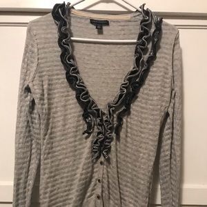 Banana Republic Inside Out Sweater Gray Black PM